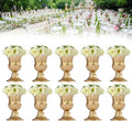 10PCS Gold Wedding Flower Vases, 6.3''h Trumpet Floral Display Holders, Table Centerpieces Decors, Metal Plant Urn Vases, Ready to Use for Garden Wedding Bedroom Living Room Office