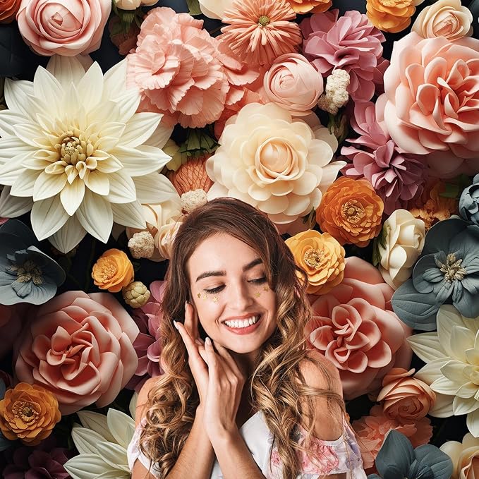 Floral Backdrop Full Glory Vibrant Blossoms Various Flowers Photography Background Idyllic Romantic Floral Theme Party Anniversary Wallpaper Adult Artistic Portrait Photo Studio Props 10x6.5ft