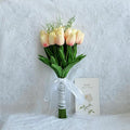 Artificial Floral Tulip Bouquet 20pcs Artificial Tulip Flowers,Bridesmaid Bouquet with Wedding Ceremony Festivals Anniversary Bridal Rehearsal Party Bar Table Decor (Light Pink)