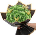 Waipfaru Glitter Roses Bouquet, DIY Green Fake Flowers Bouquet, Birthday Gifts for Women Mom, 36 Pcs Rose for Wife Girlfriend Valentines, Mothers Day, Graduation, St. Patrick's Day