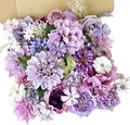 Dusty Purple Artificial Flowers Combo Box Set Silk Dahlia Roses with Stems Lilac Lavender DIY Bridal Wedding Bouquets Cake Top Fake Floral Arrangements Baby Shower Party Table Centerpieces Home Decor