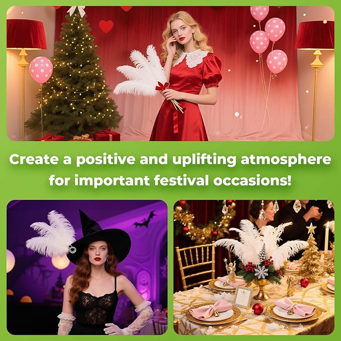 Piokio 20 pcs Natural White Natural Ostrich Feathers Plumes 8-10 inch(20-25 cm) Bulk for DIY Clothes, Feather Pens, Dream Catcher, Gatsby Decorations