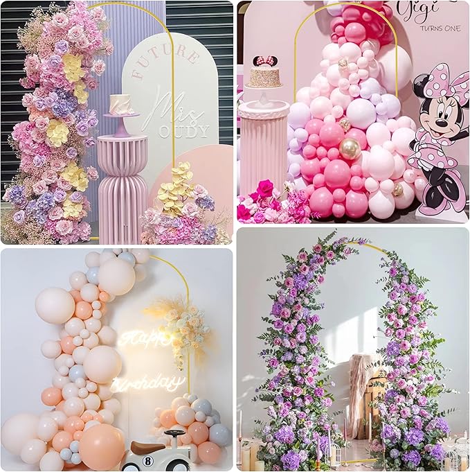 Wokceer 7.2 FT Wedding Arch Backdrop Stand, Gold Metal Arch Backdrop Stand for Wedding Ceremony Birthday Party Bridal Baby Shower Photo Booth Garden Floral Balloon Arches Decoration