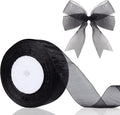 1.5 inch Sheer Organza Ribbon Black Chiffon Ribbon for Gift Wrapping Christmas Halloween Decoration Wedding Bouquet Crafts 50 Yards