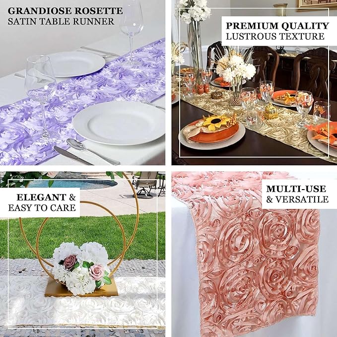 Efavormart Wonderland Rosette Premium Table Runners for Weddings Party Banquets Decor Fit Rectangle and Round Table - Pink