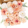 Artificial Flowers Combo Box Set Artificial Bouquets Wedding Flowers for Centerpieces Faux Flowers with Stems Peach Roses Artificial Flowers for Decor