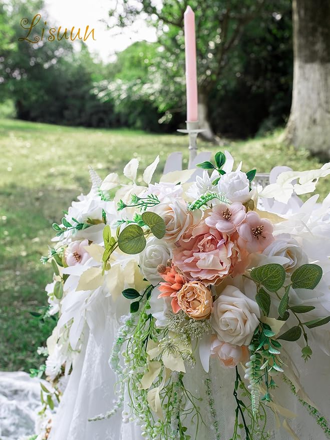 9FT Wedding Arch Flower Garland, Handmade Wedding Table Decorations,Head Table Floral Decor for Noble and Charming Wedding Ceremony
