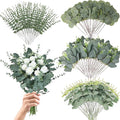 Eucalyptus Leaves Stems 150 PCS, 4 Kinds Mixed Artificial Greenery Stems for Wedding Decor Vase Floral Arrangement Centerpiece