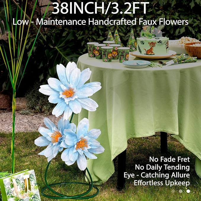 Giant Daisy Fake Flowers for Decoration,37.8" Large Faux Daisy,Big Artificial Flower with Stand for Home Decor,Garden,Hotel,Office,Photography Props,Wedding,Art Gallery,Shop Window Display(Blue)
