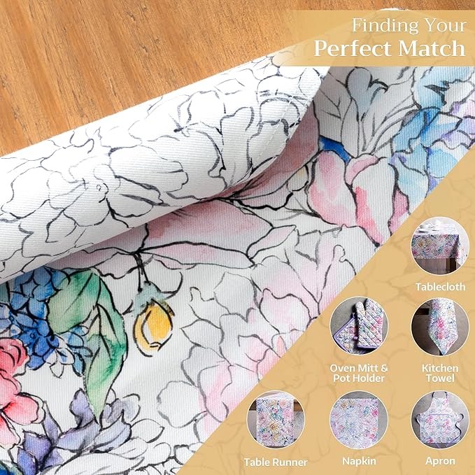 Maison d' Hermine Placemats Set of 4 100% Cotton Washable Cloth Place Mats, Reusable Table Mats for Kitchen Dining Decoration, Party, Wedding, Restaurant Spring/Summer (Floral Love, 13" x 19")