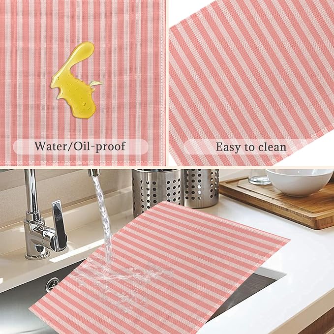 Pink Shabby Chic Floral Placemats Set of 6, Pink Rose Place Mats Washable Heat Resistant 12×18 Inch Linen Table Mats for Party Kitchen Dining, Vintage Outdoor Decor