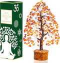 Crocon Carnelian Chakra Tree of Life - Crystal for Positive Energy, Handmade Gemstone Feng Shui Decor, Good Luck Money Tree Bonsai - Orange Healing Crystals for Sacral Chakra, Prosperity Gift