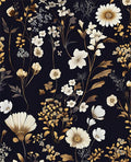 Dark Floral Peel and Stick Wallpaper Vintage Flower Contact Paper Vinyl Waterproof Self Adhesive Removable Retro Decor Black gold Botanical Wall Paper for Bedroom Walls Bookcase Drawers 17.5" x 118"