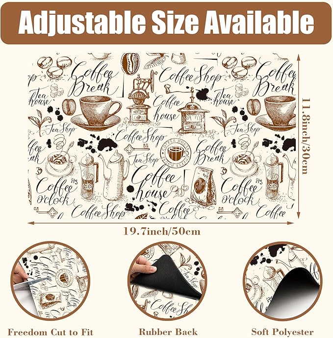 Dish Drying Mat - Absorbent Countertop Mat with Rubber Backing, Hide Stain, Dish Drainer Rack, 11.8 x 19.7 Inch