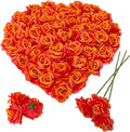 Artificial Satin Rose Flower Heads,48 Pcs Silk Rose Heads with Stems,3.3'' Rose Artificial Flowers Bulk,Artificial Rose Flower Heads for DIY Crafts Bouquet (48, Sunset)