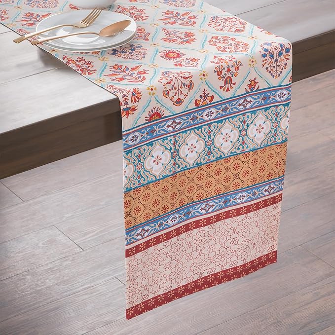 Maison d' Hermine Table Runner 100% Cotton Single Layer Table Runners 108 inches Long for Thanksgiving Christmas Decorations Home Kitchen Dining Party Wedding (Romane, 14.5" x 108")