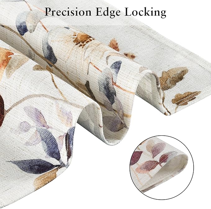 LilyCat Linen Fabric Floral Placemats, Waterproof Durable Boho Dining Table Mats for Kitchen, Rustic Vintage Washable Place Mats Set of 6, 18’’× 12’’