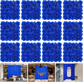Flower Wall Backdrop 12 pcs 16.5x16.5 Inch Floral Wall Panel Artificial Silk Rose Wall Decor Ideal for Wedding Celebrations, Festive Party Backdrops, and Home Decor-Bright Blue