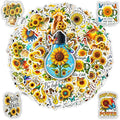 107 PCS Sunflower Stickers Pack, Floral Vinyl Waterproof Decals with Sunflowers Hummingbirds Butterflies, Gift for Teens Adults Students Birthday Christmas Laptop Water Bottle Scrapbook
