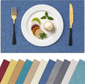 Homaxy Cloths Placemats for Dining Table Set of 4, Heat Resistant Washable Cotton Linen Blend Table Mats, Easy to Clean Place Mats for Indoor Outdoor Party Kitchen Decoration, 13" x 19", Blue