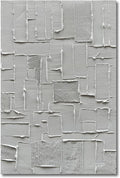 Hand-Painted White and Grey Abstract Wall Decoration Oil Painting Thick Texture Minimalist Art 45x30 inches