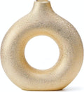 Modern Donut-Shaped Decorative Vases, Handmade Minimalist Boho ins Style, Modern Vase for Home Decor for Wedding Dinner Table Party Living Room Office Bedroom (Gold, Small)