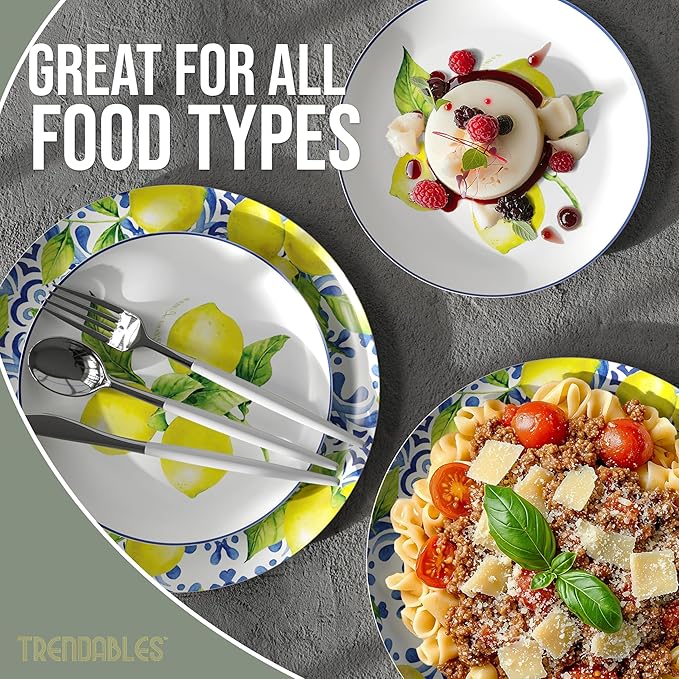 Trendables Floral Paper Plates 40 Pcs Fancy Disposable Plates for Party Set - 20 Guests 20 X 8 Small Paper Plates Dessert Plates & 20 X Large Paper Plates 10 Inch Paper Plates Bulk | Tuscan
