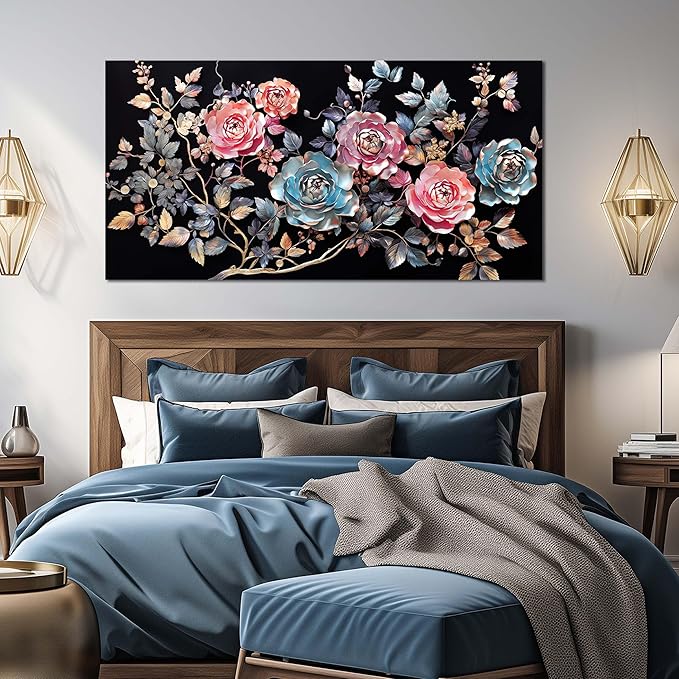 Flowers Canvas Wall Art for Office Colorful Prints Decor for Bedroom Wall Art for Living Room Large Size 29" x 58"