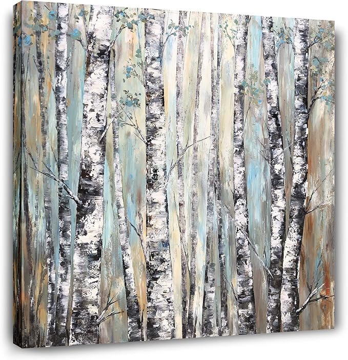 Yihui Arts Fashion Canvas Wall Art Modern Birch Tree Artwork Painting Abstract Forest Pictures for Living Room Bedroom Home Decor