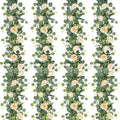TOCHGREEN 4 Pack 24Ft Artificial Eucalyptus Flower Garland with Champagne Roses, Fake Rose Flower Greenery Garland Floral Vines for Wedding Home Party Table Runner Decor (4PCS, Champagne)