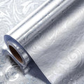 LeZakaa 3D Embossed Floral Foil Gift Wrapping Paper, Vintage Flower Metallic Foil for Birthday Christmas Party Holiday Gift Wrap, for DIY Crafts Scrapbook, Mini Roll 17 inch x 32.8 Ft(Silver)