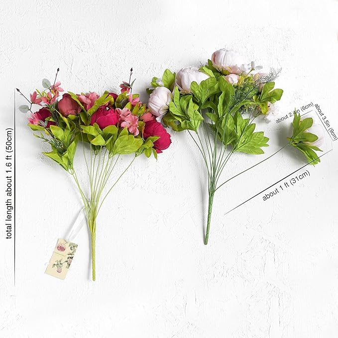 FiveSeasonStuff Burnt Pink and Dusty Pink Vintage Artificial Peonies Silk Flowers and Hydrangeas for Wedding Bridal Home Decor – Beautiful Floral Centerpiece Bouquet (Fireside Romance)