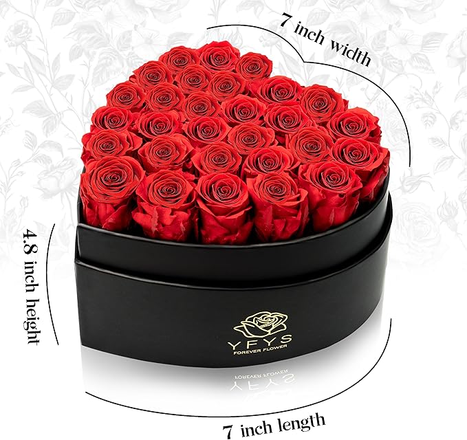 29-Piece Forever Flowers Heart-Shaped Box – Real Immortal Preserved Roses Lasting a Year, Perfect for Birthday, Girlfriend, Mother, or Wife, Valentine Day Gift for Her - Bright Red