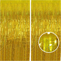Melsan Gold Foil Curtain, 2 Pack 3.2 ft x 8.2 ft Tinsel Foil Fringe Curtains Backdrop, Sparkle Metallic Foil Fringe Curtains for New Year Party Birthday Decorations Photo Booth Props
