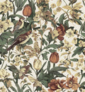 Erfoni 17.3" x118" Floral Birds Wallpaper Vintage Floral Peel and Stick Wallpaper Decoration DIY Self Adhesive Contact Paper Removable Wall Paper for Bedroom Cabinets Covering Boho Flower Leaf Beige