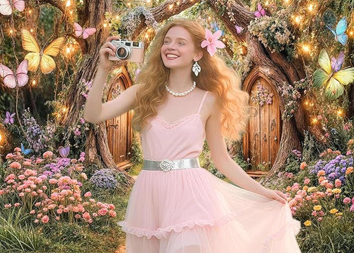 12X10ft Enchanted Forest Backdrop Fairy Tale Magic Garden Wonderland Floral Butterfly Photography Background for Kids Girls Baby Shower Birthday Party Decoration Cake Table Photo Booth Props