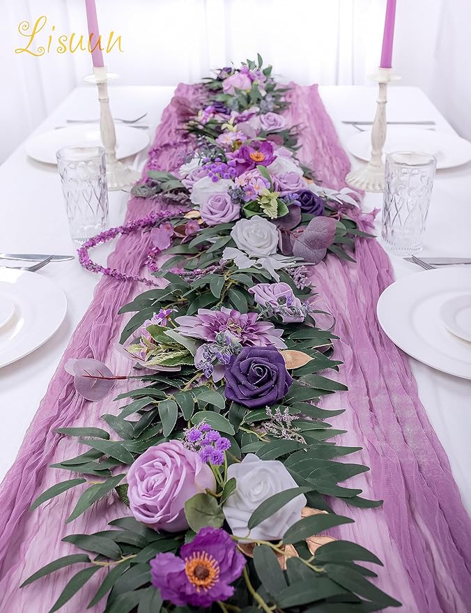 9FT Wedding Arch Flower Garland, Handmade Wedding Table Decorations,Head Table Floral Decor for Noble and Charming Wedding Ceremony