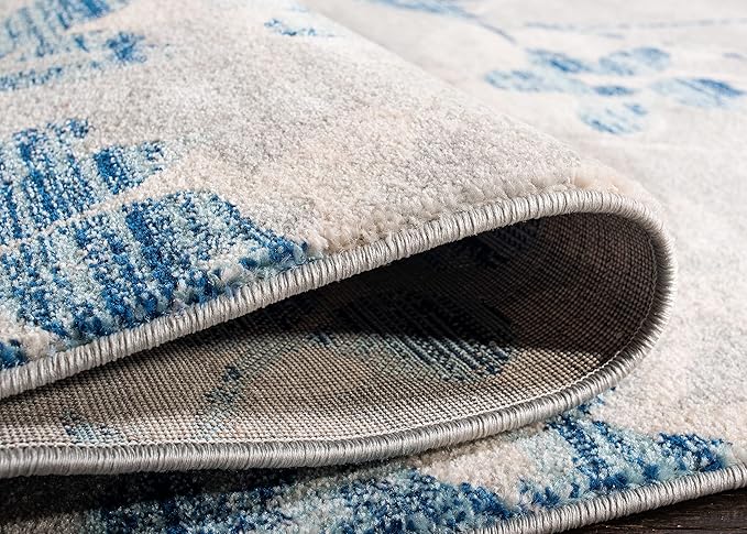 SAFAVIEH Evoke Collection 2'2" x 9' Grey/Light Blue EVK236J Floral Non-Shedding Living Room Entryway Foyer Hallway Bedroom Runner Rug