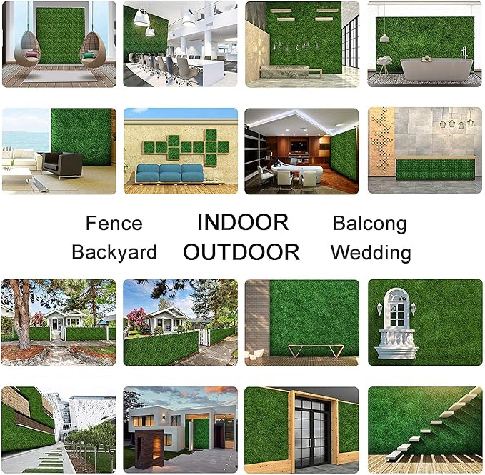 Sunnyglade 12 Pieces 20"x 20" Artificial Boxwood Panels Topiary Hedge Plant, Privacy Hedge Screen Sun Protected Suitable for Outdoor, Indoor, Garden, Fence, Backyard and Decor (12PCS)