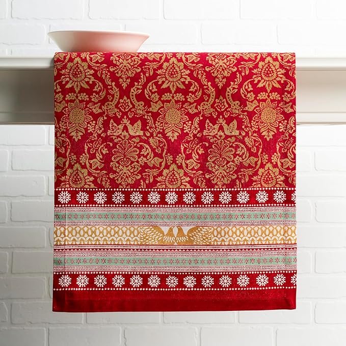 Maison d' Hermine Table Runner 100% Cotton Single Layer Table Runners 108 inches Long for Thanksgiving Christmas Decorations Home Kitchen Dining Party Wedding (Sofia, 14.5" x 108")