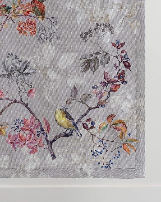 Maison d' Hermine Table Runner 100% Cotton Single Layer Table Runners 48 inches Long for Thanksgiving Christmas Decorations Home Kitchen Dining Party Wedding (Equinoxe - Grey, 14.5" x 48")