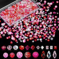 1000pcs Glass Beads for Jewelry Making Colorful Rainbow Craft Crystal Beads with Loose Beads Sparkly Beads for DIY Necklace Bracelet Earring(Red/Pink)