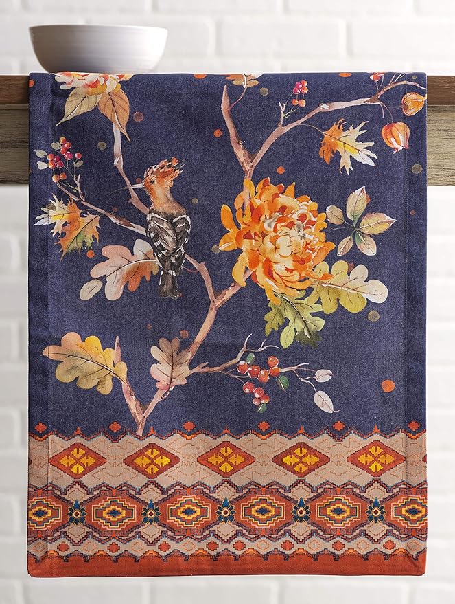 Maison d' Hermine Table Runner 100% Cotton Single Layer Table Runners 36 inches Long for Thanksgiving Christmas Decorations Home Kitchen Dining Party Wedding (Kelim - Infinity, 14.5" x 36")