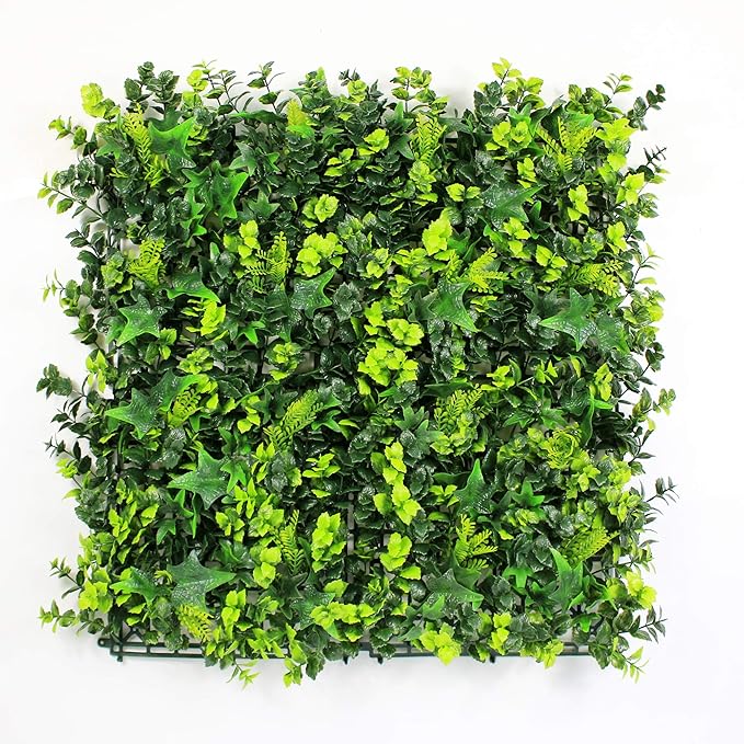 ULAND Artificial Grass Wall, 6pcs 20"x20" Faux Greenery Foliage Panels, Outdoor Green Plant Décor for Privacy Fence