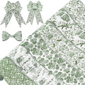 Lyrow 6 Rolls Chinoiserie Ribbon Sage Green Wired Edge Floral Ribbon Botanical Floral Flower Pattern Fabric Craft Wreath Bow Wrapping 2.52 Inches by 5 Yards