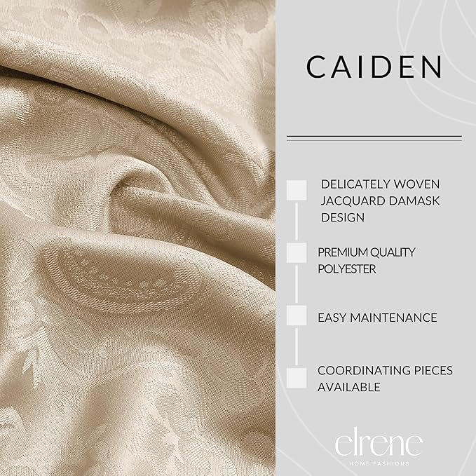 Elrene Home Fashions Caiden Elegance Damask Waterproof, Stain & Wrinkle Resistant Fabric Placemats (Set of 4), 13" x 19", Taupe