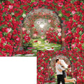 Valentines Day Flowers Garden Backdrops Red Rose Spring Floral Scene Photography Backdrop Girls Birthday Bridal Shower Wedding Party Decorations Banner Photo Booth Props (10x8FT(120x96 inch))