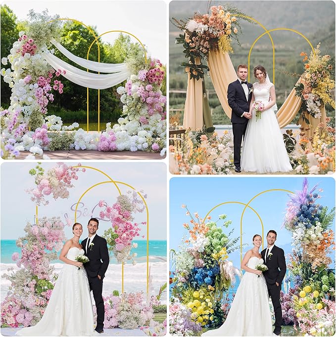 Fomcet Metal Arch Backdrop Stand 7.2FT & 6.6FT Set of 2 Gold Wedding Arch Stand Backdrop Frame for Birthday Party Baby Shower Graduation Ceremony Decoration
