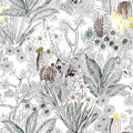 Wudnaye Gray Floral Peel and Stick Wallpaper Vintage Contact Paper 17.7 inch × 196.8 inch Self Adhesive Cactus Wall Paper Stick and Peel Flower Removable Botanical Wallpaper for Bathroom Boho