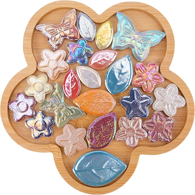 2.5 lb Ceramic Mosaic Tiles for Crafts Mix – Irregular Ceramic Pieces with Flower, Butterfly & Leaf Shapes for Mosaics DIY Art Projects and Home Decor